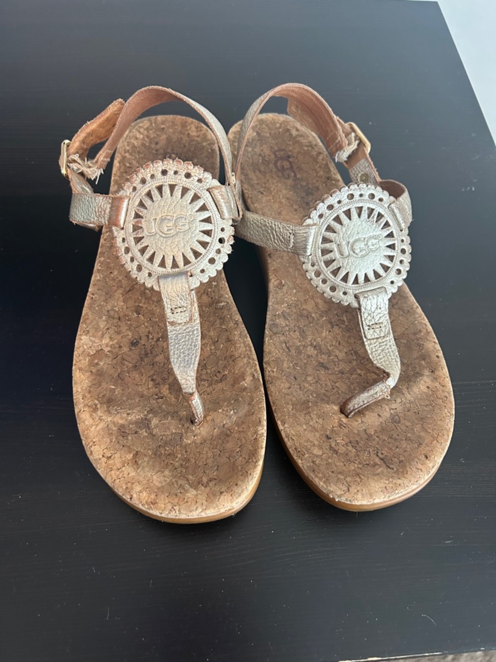 UGG Women's Metallic Rose Gold Cork Thong Sandals